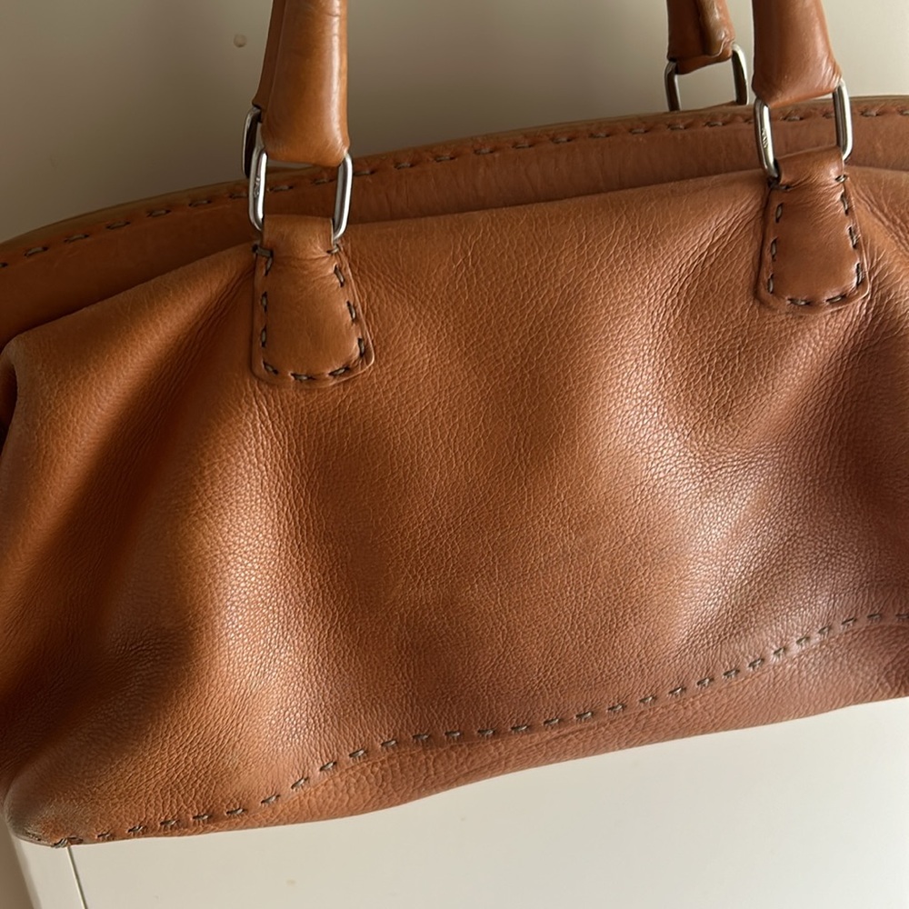FENDI Selleria Doctor Bag pebbled leather 🇮🇹 PRE-LOVED Caramel - Picture 7 of 14